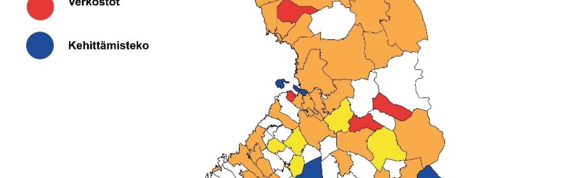 karttakuva Kuntekon palvelujen käyttäjistä